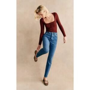 Sezane Brut Sexy Organic Cotton Jeans in Denim Blue Size 27